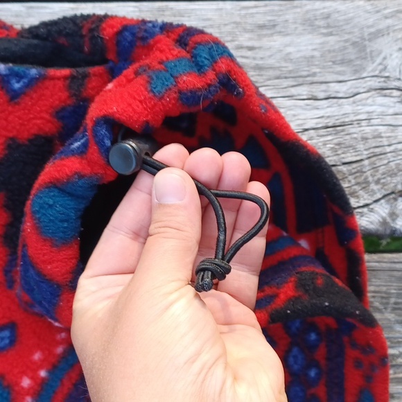 Vintage L.L Bean fleece pulllover.Moose,Fish, Aztec print. Red,Black, and Teal. - Picture 5 of 6